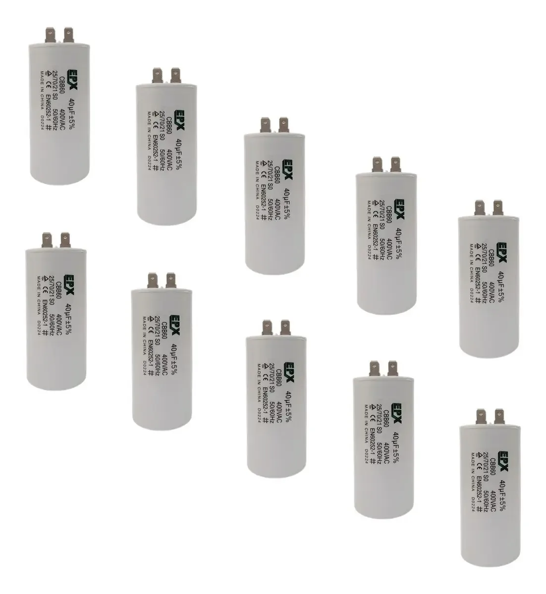 Kit 10 Capacitores Permanentes 40uf 400v Terminal Cbb60