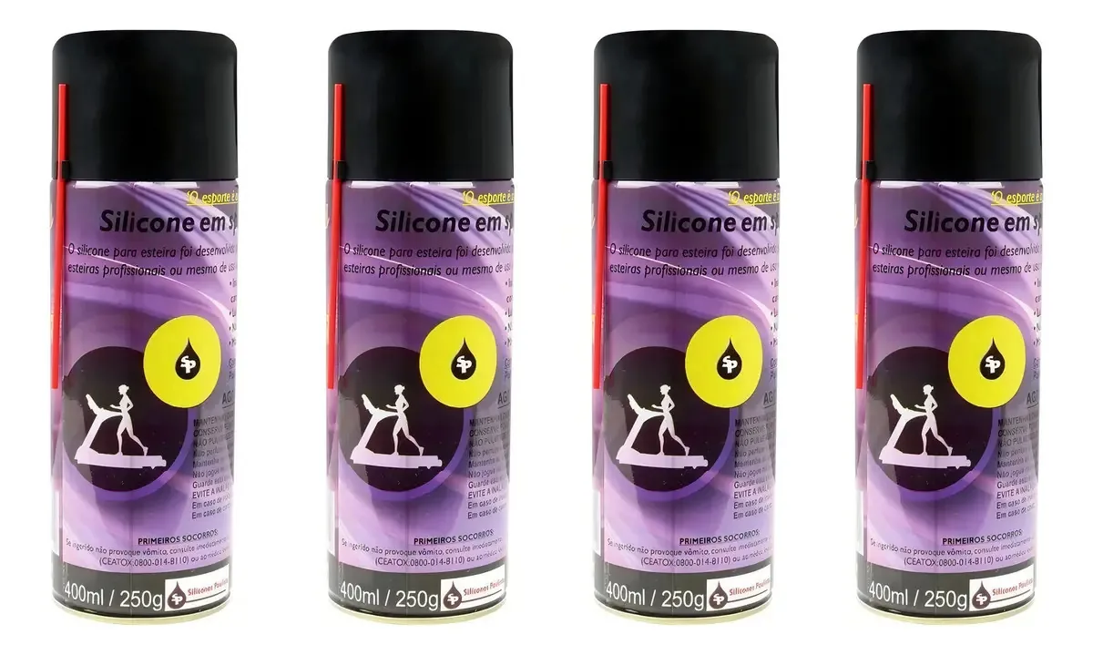 Lubrificante Silicone Líquido Esteira Spray 400ml Silicone Paulista 4 Unidades