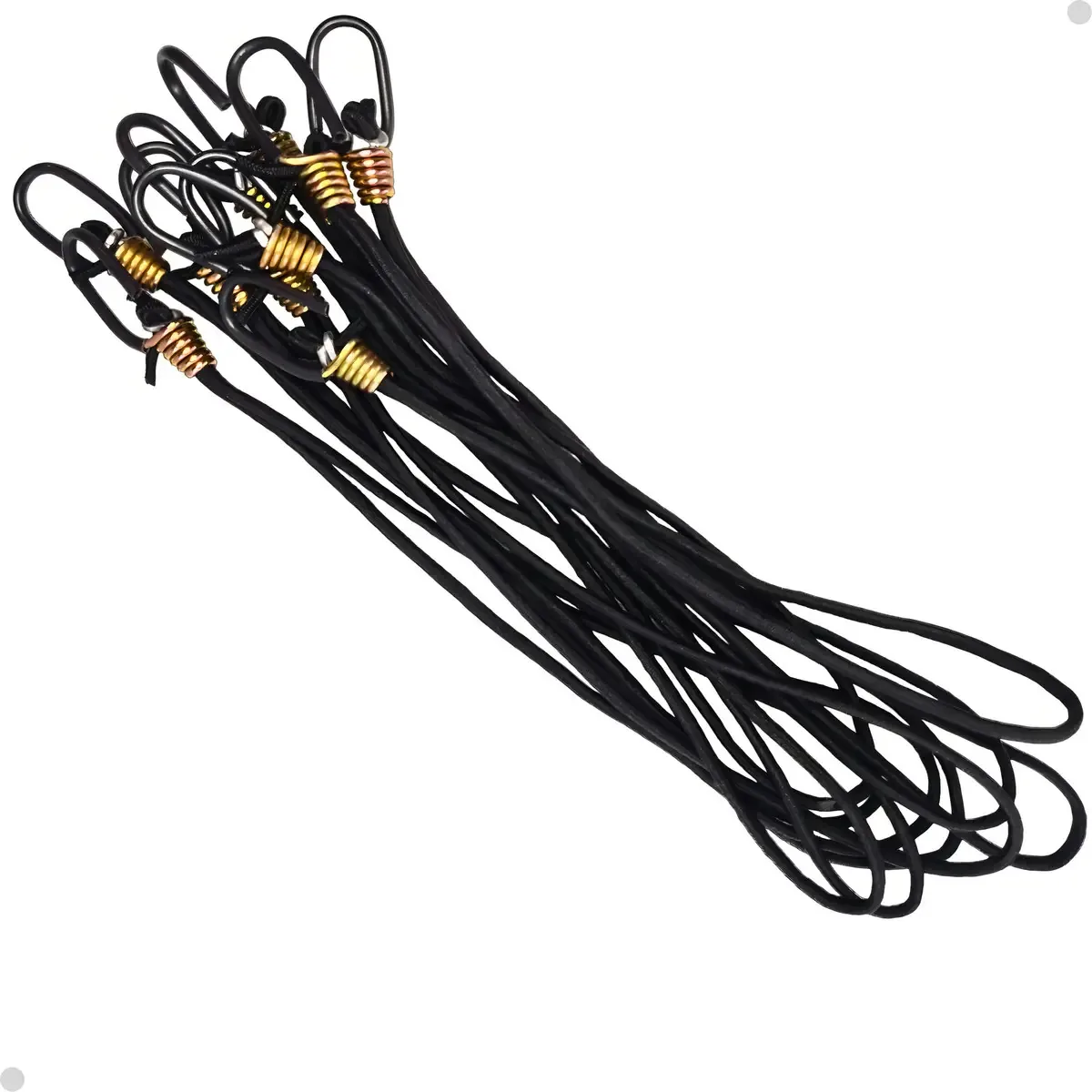 Kit 10 Elásticos Extensor Borracha Lona Preto Piracapas Ganchos Moto