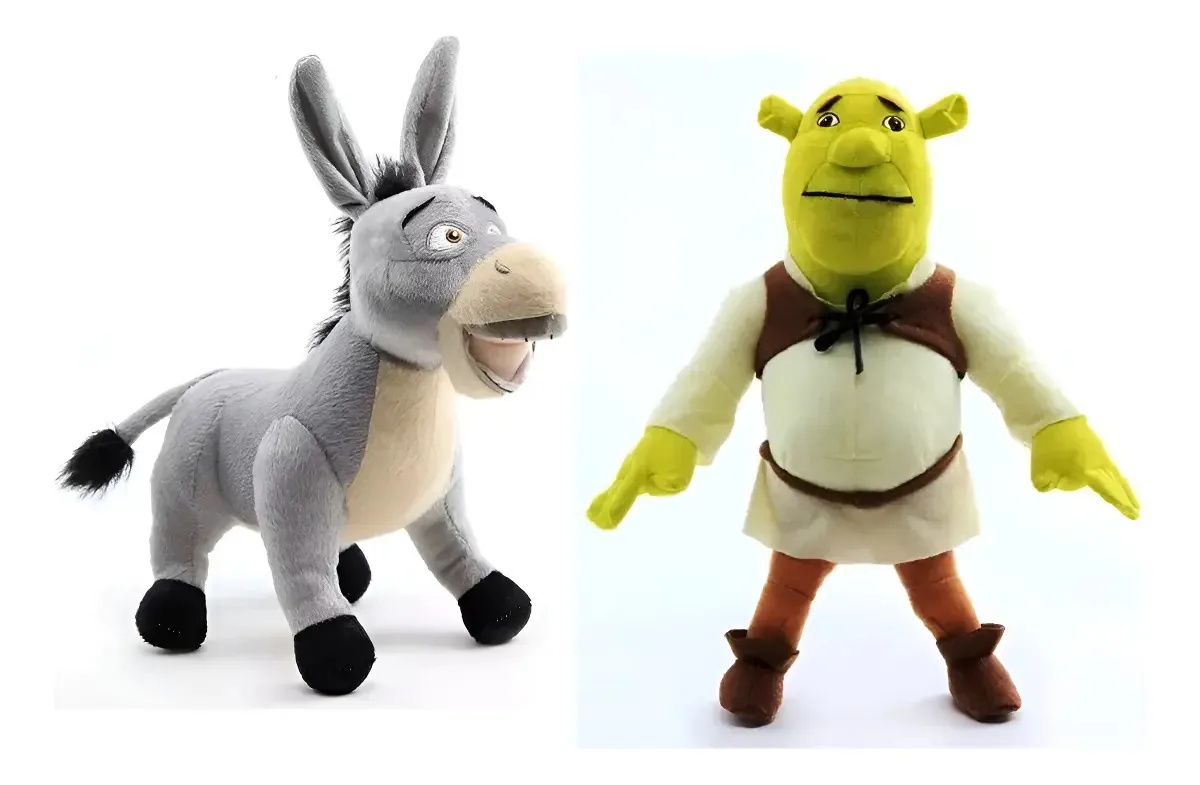 Kit de Pelúcias Shrek e Burro para Presente do Filme, 25 cm