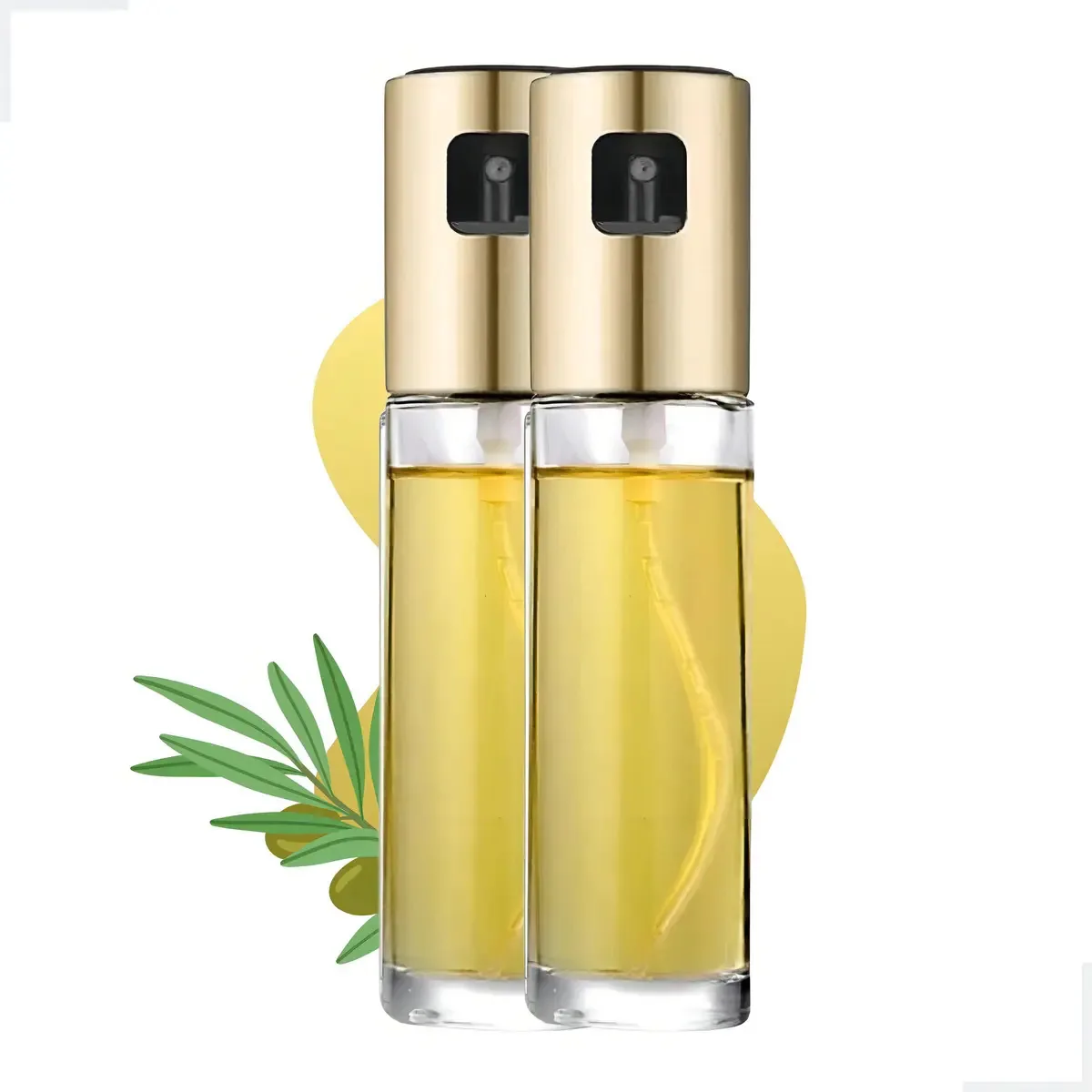 Kit 2 Sprays Borrifadores Azeite Vinagre Vidro Dourado 100ml