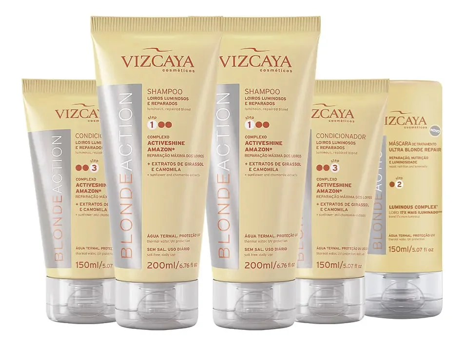 Kit 2 Shampoos 200ml + 2 Condicionadores 150ml + Máscara 150