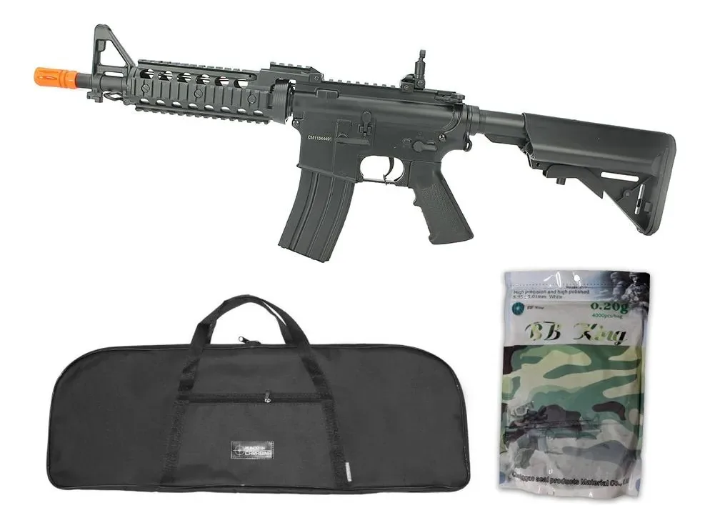 Rifle Airsoft M4 Ras Ii Cyma Cm505 6,0mm + Capa E 4000 Bbs Preto 6 Mm