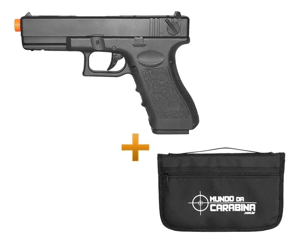 Pistola De Airsoft Eletrica Gk G18c Bivolt + Capa - Preto - 6 Mm
