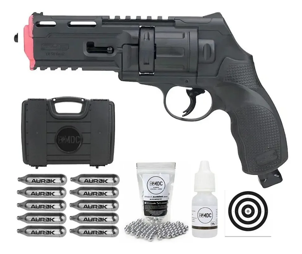 Revólver Pressão Co2 Hdr T4f .50 Gen2 Ltl+case+10 Co2+itens Preta 0.5 Mm
