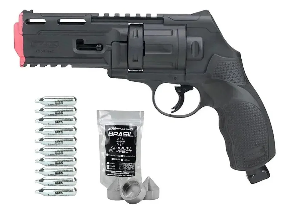 Revólver Co2 Hdr T4f .50 Gen2 + Munição Strike Fury + Co2 Preta