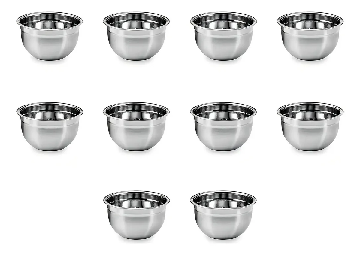 Kit 10 Tigelas Mixing Bowl - 30x16cm 5600ml Cor Inox