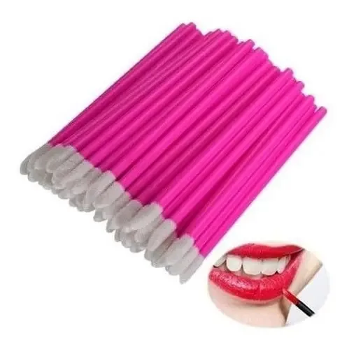 Trattime Kit 50 Pincéis Aplicadores Descartáveis Rosa-chiclete Maquiagem