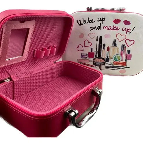 2 Maletas De Maquiagem Profissional Viagem Média Rosa Claro Cor Wake up