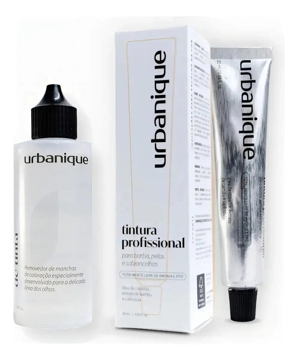 Urbanique Tintura Preto Intenso Sobrancelha Barba Sem Amônia 20mL Coloração