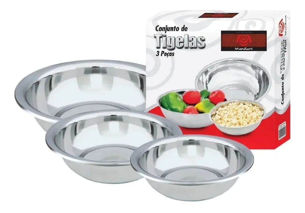 Conj Tigela Inox Mundiart 3pcs
