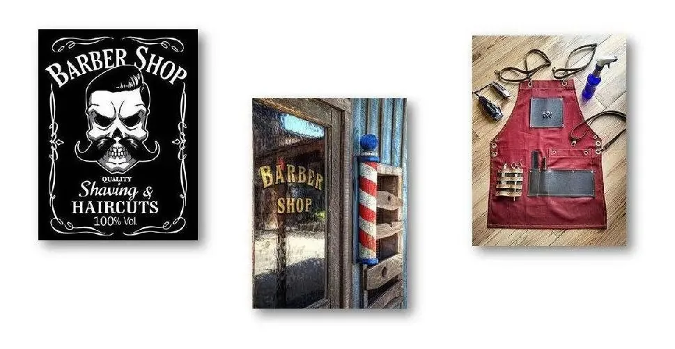 Quadros Decorativos Barber 20x26cm Em Metal 3