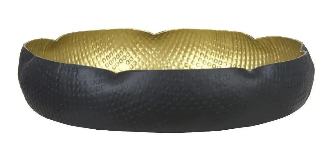 Centro De Mesa Decor Metal Preto E Dourado 6cm