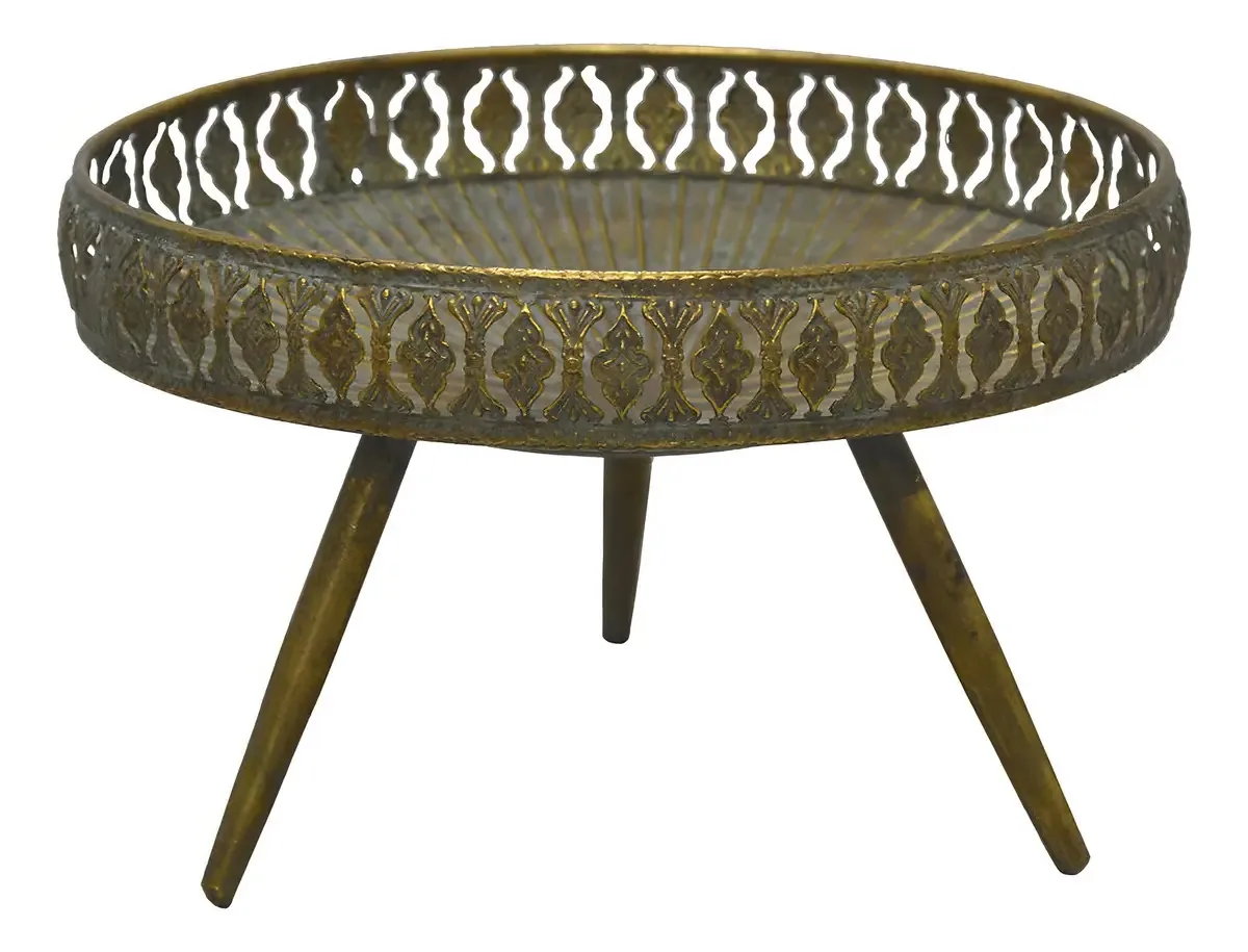 Suporte Decor Metal Dourado Antigo 33,5x33,5x20,5