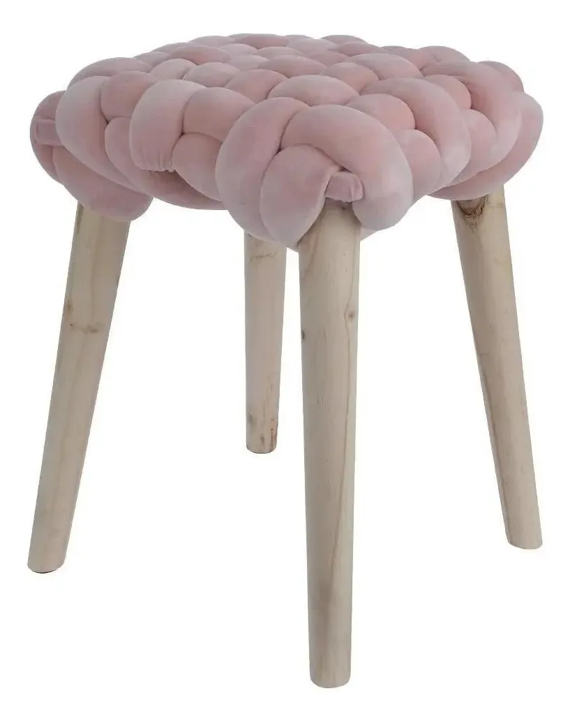 Pufe Decor Trançado Quadrado Rosa Antigo 30x40cm