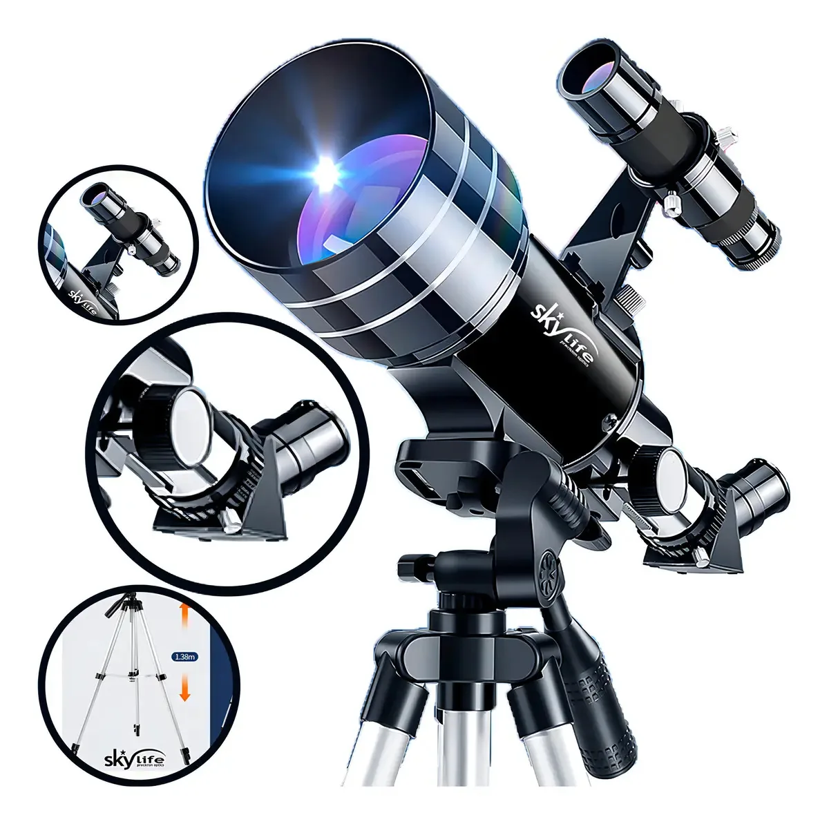 Telescópio Skylife Refrator Novice 60x - Refrator Cor Preto