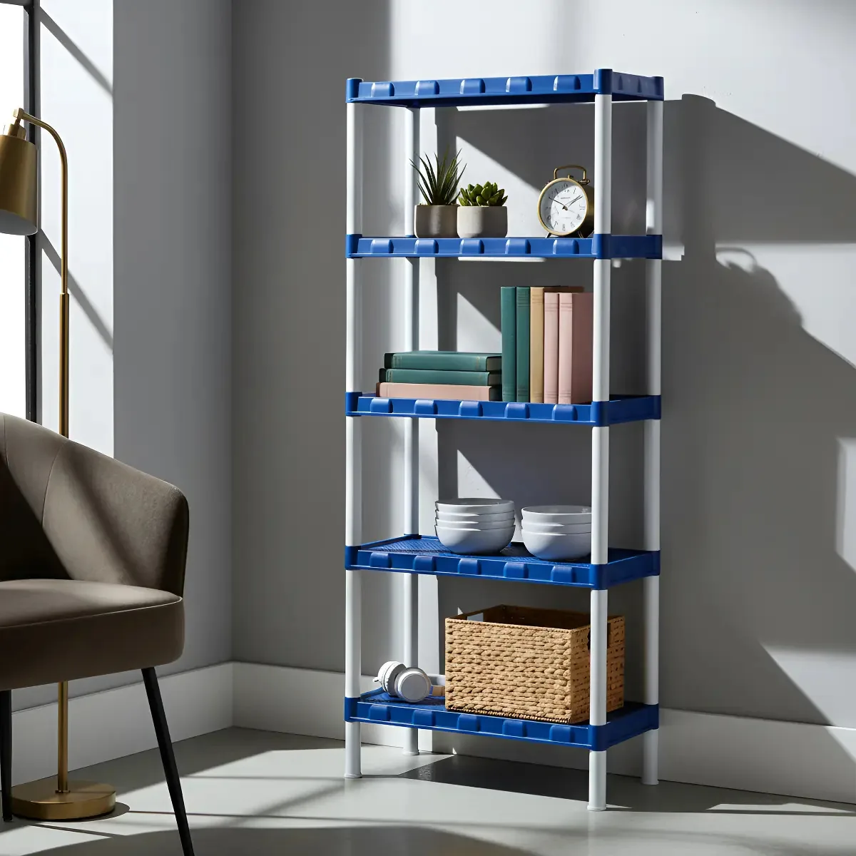 Estante Plástica Azul Com 5 Prateleiras Agraplast