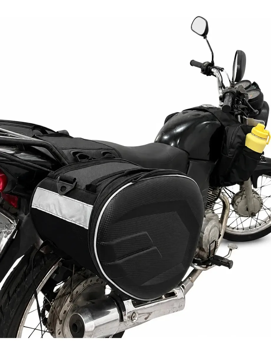 Alforge Lateral 58L Universal Baslu Preto Impermeável Oxford Para Motos
