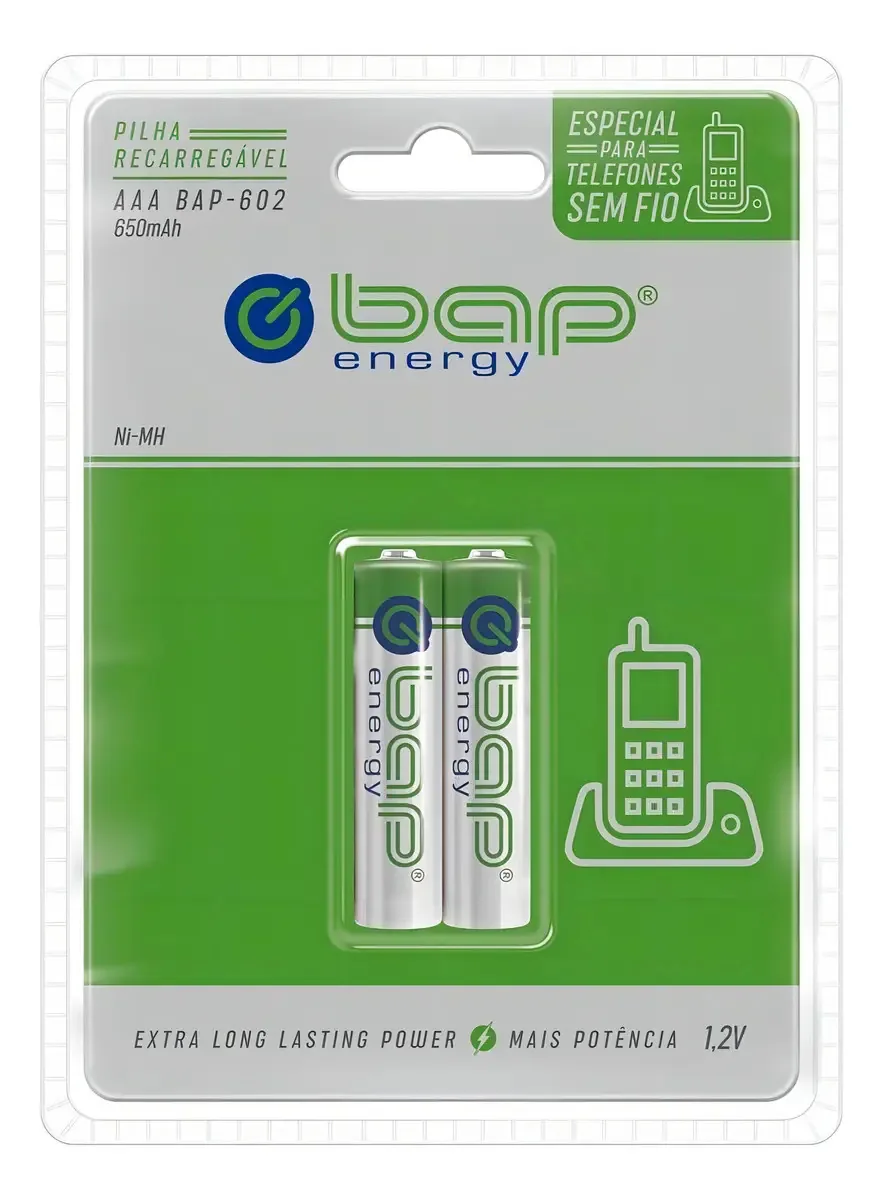 Pilhas AAA Recarregáveis Bap 601 1000mAh para Brinquedos e Controles