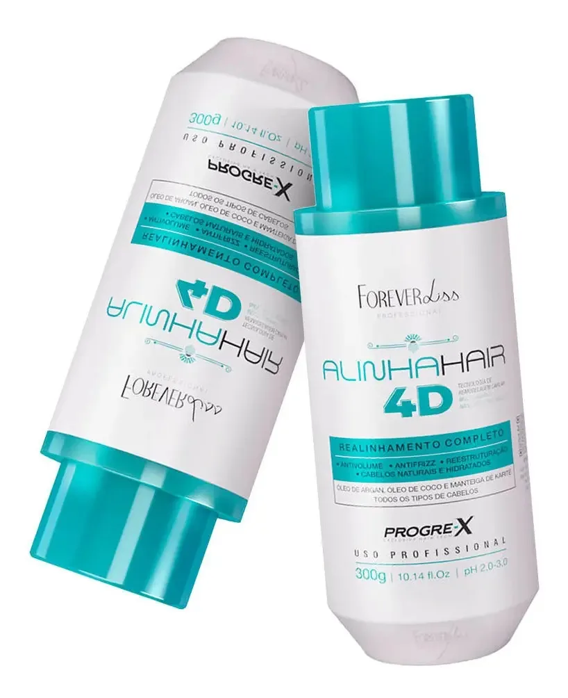 Kit 02 Forever Liss Alinhamento Capilar Alinhahair 4d 300g