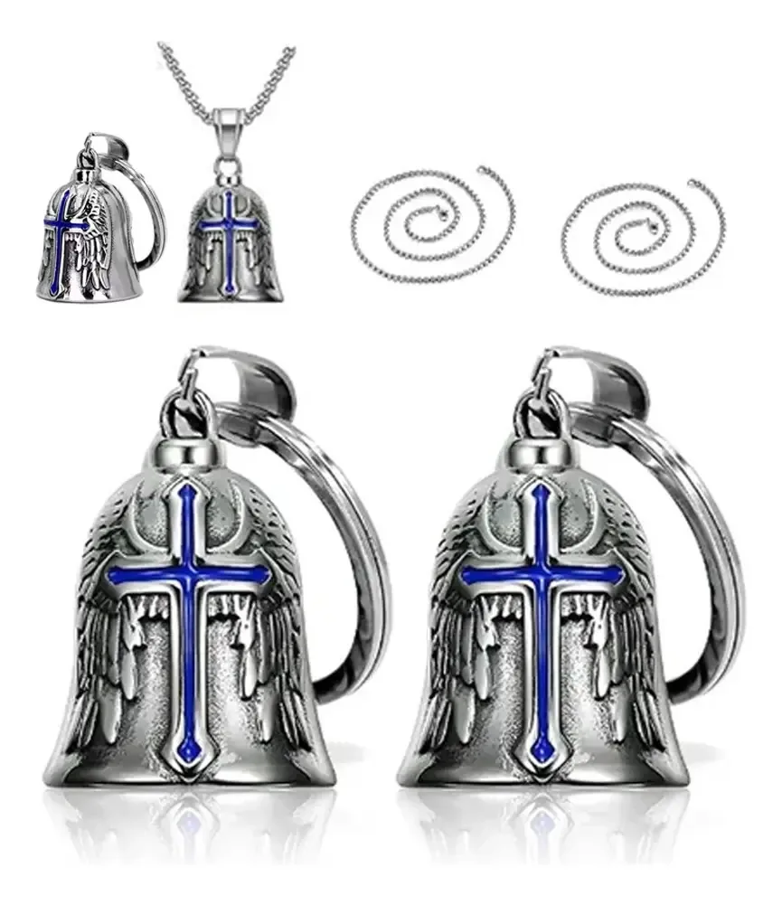 2 peças de amuleto de proteção, campainha de motociclista, campainha Guardian Bell, cor azul