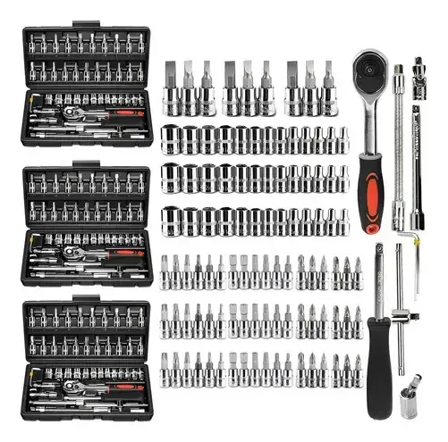 Conjunto de ferramentas mecânicas mecânicas Dice 46 unidades x 3 cores preto