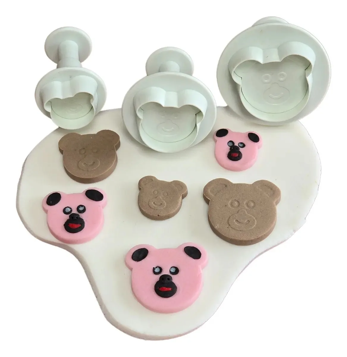 Kit 3 Carimbos Ejetores Urso para Doces e Pasta Americana Le Faust