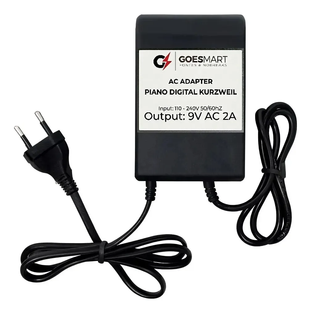 Fonte Bivolt 9V 2A para Teclado e Piano Digital Kurzweil Cabo 1,5m
