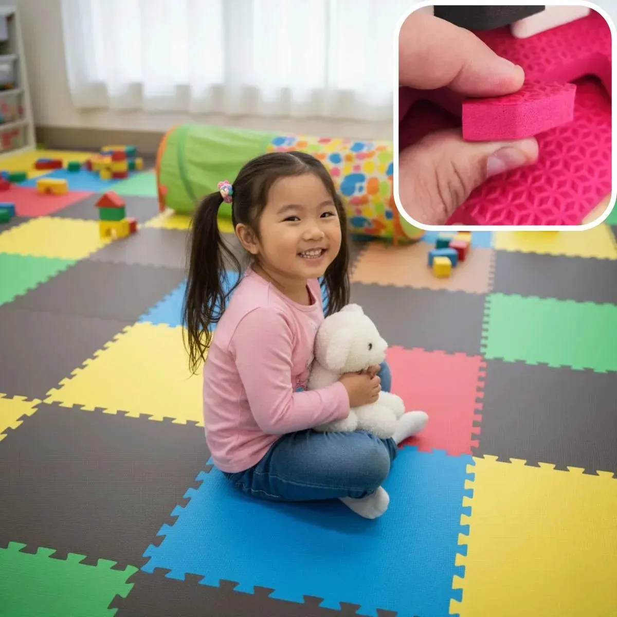 Kit 4 Unidades Tapete Eva Infantil 50x50cm 10mm | Colorido | Linha Econômica Pequenos Defeitos | Antiderrapante Encaixe Fácil Ideal Para Academia Casa Espaço Infantil Proteção Piso