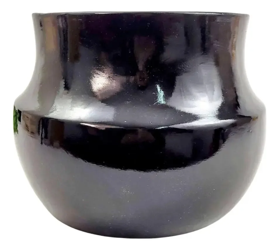 Vaso Decorativo Rupestre Preto 20x27cm Cerâmica