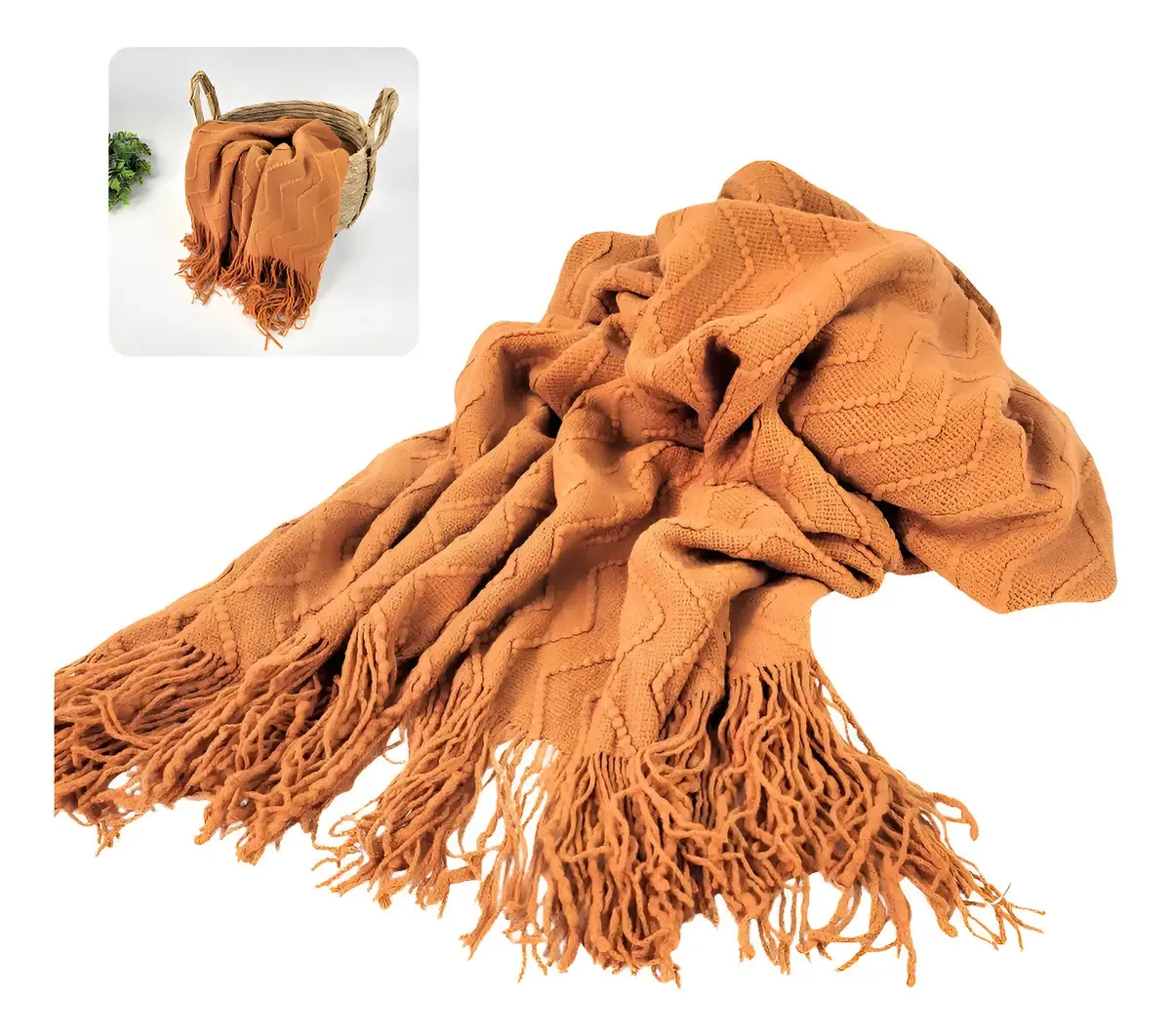 Manta Para Sofá Terracota 172x127cm Manta Para Viagem Tricô