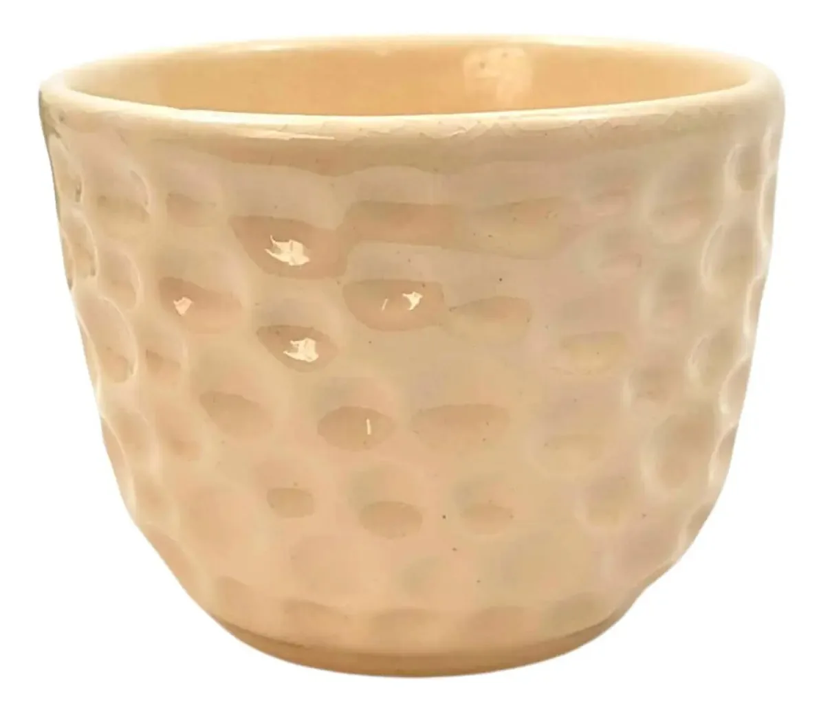 Vaso Decorativo Bege Bolha 9x11cm Cerâmica Brilho