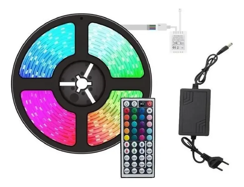Fita Led 5m 5050 Rgb Prova D'água Multicores Decoração