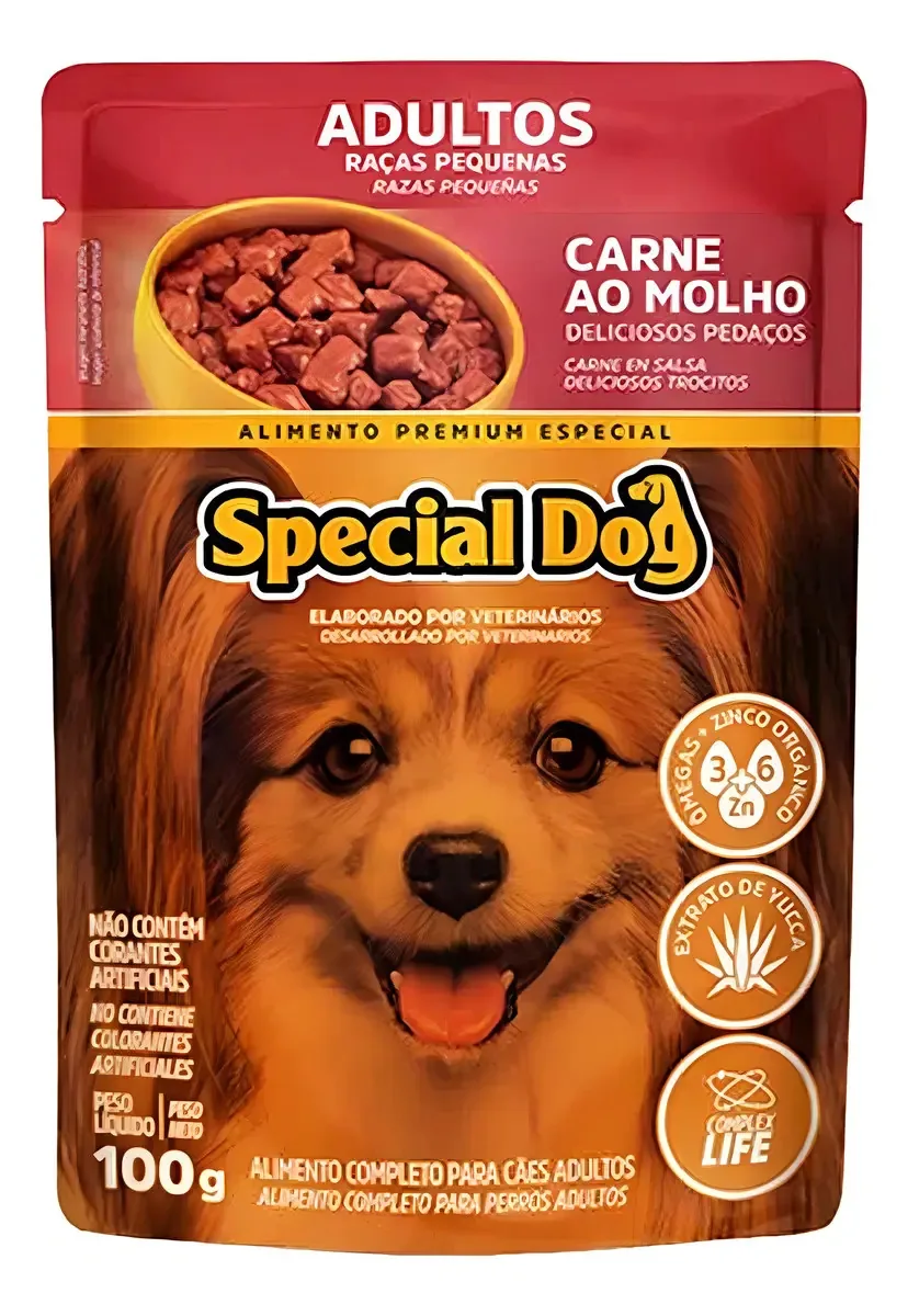Kit 10 Ração Special Dog Sachê Cães Raça Pequena Carne -100g