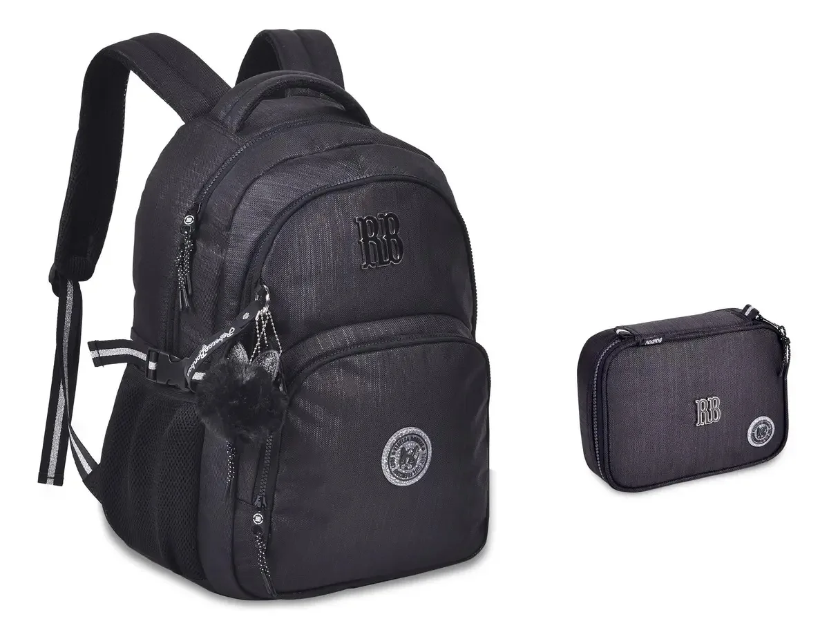 Mochila E Estojo Rebecca Bombom Rb24028 - Preta
