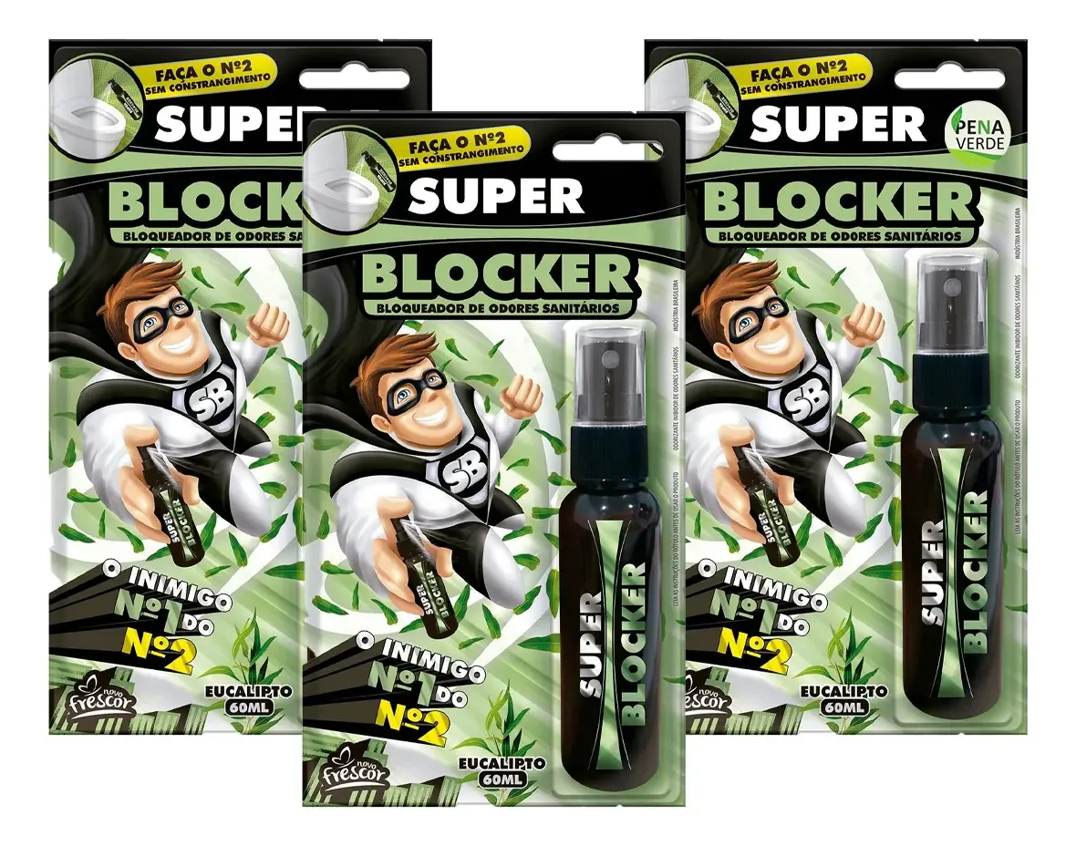 Bloqueador De Odores Sanitários Super Blocker 60ml - 3 Un