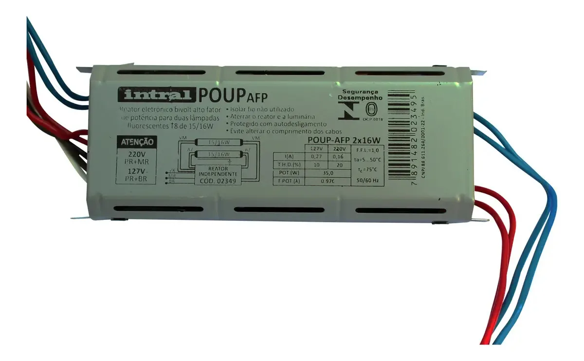 Reator Eletrônico Limitador De Corrente Intral 16w