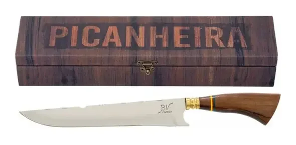 Faca Artesanal Picanheira 10 Pol. Lâmina Prata Cabo Madeira