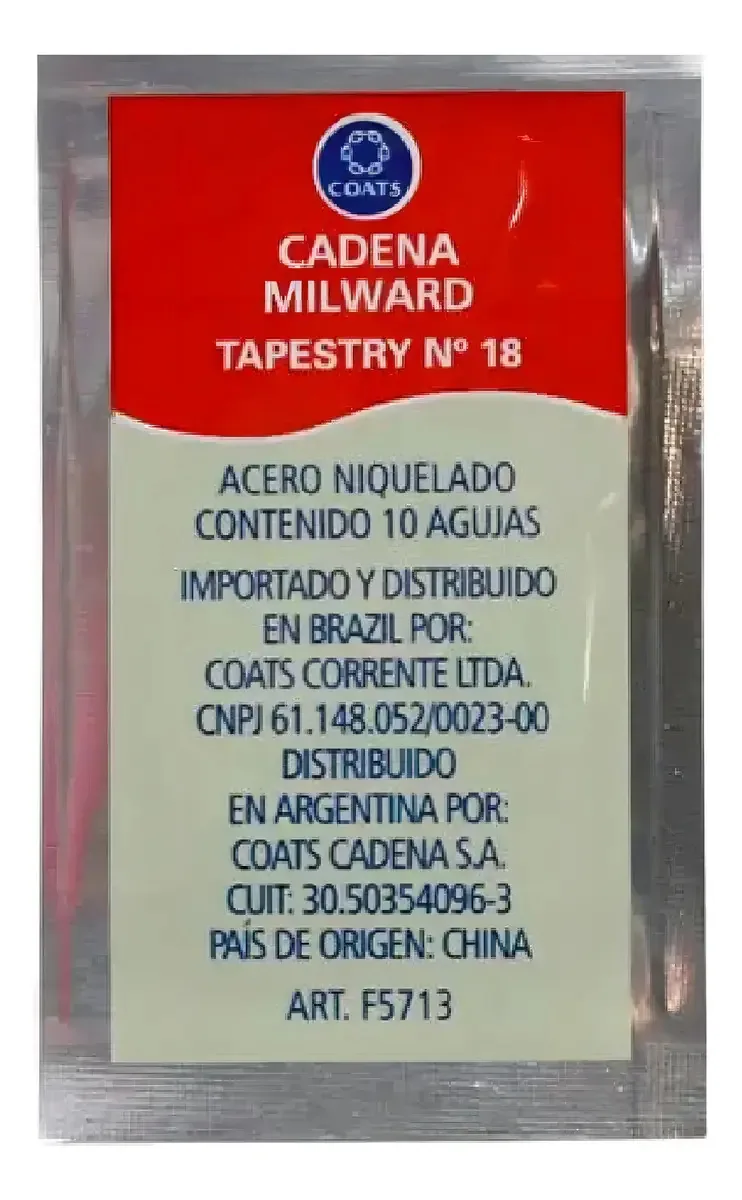 Agulha Para Bordar Corrente Milward 10 Unid Cod9134