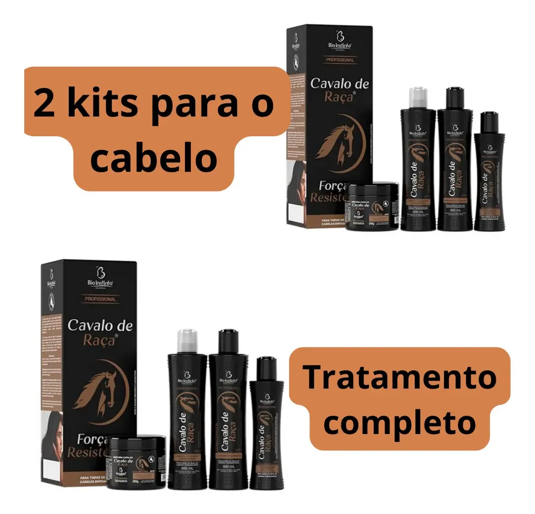 2 Kits Capilar Cavalo De Raça 8 Itens Crescimento E Força