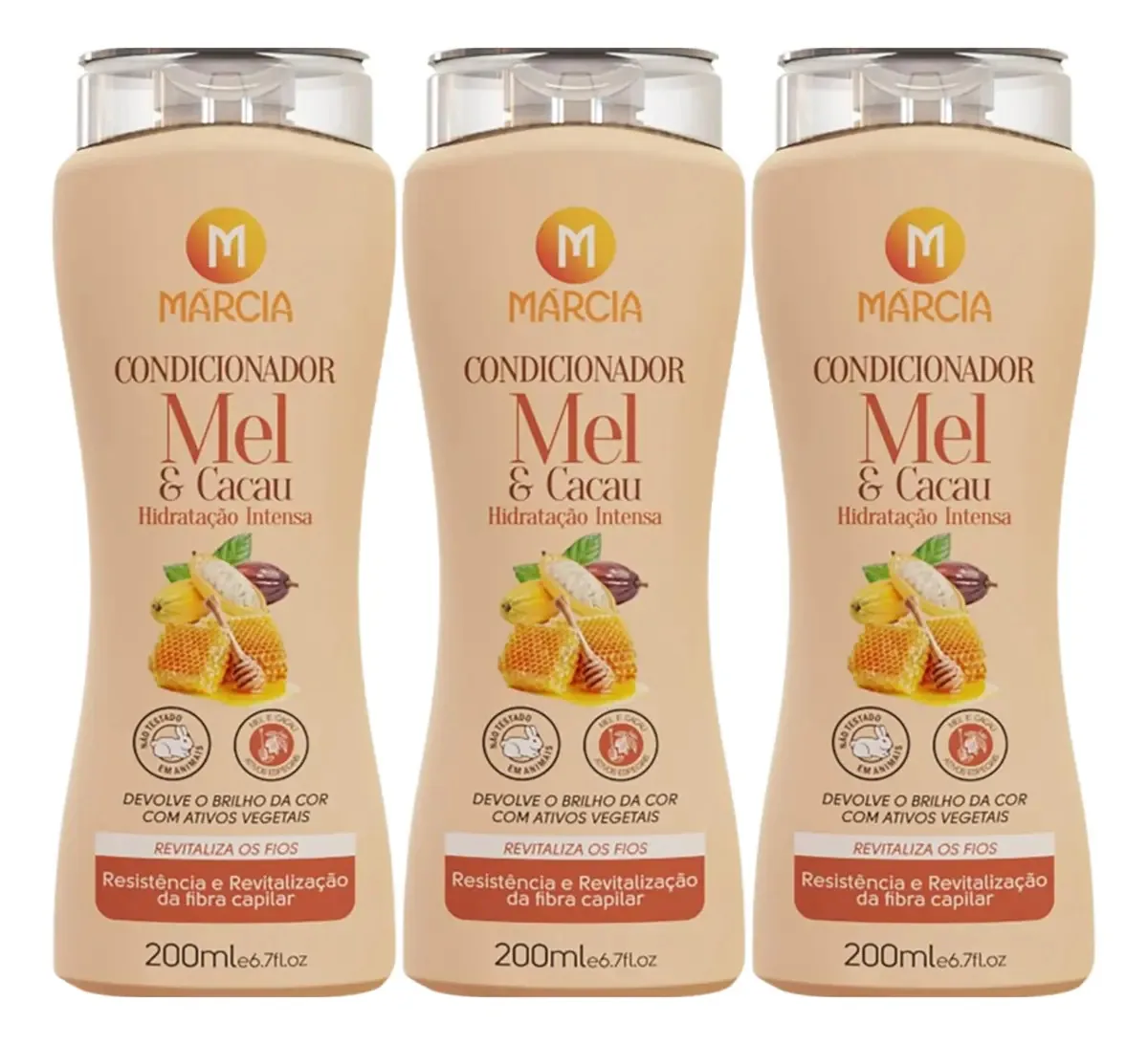 Kit 3 Condicionador Márcia Cosméticos Mel E Cacau 200ml