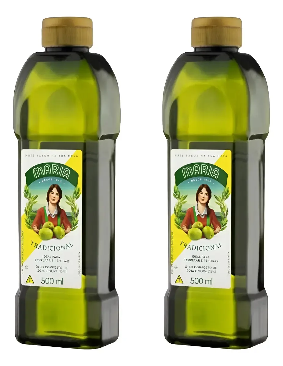 Kit 02 Óleo Composto De Soja E Oliva Tradicional Maria 500ml