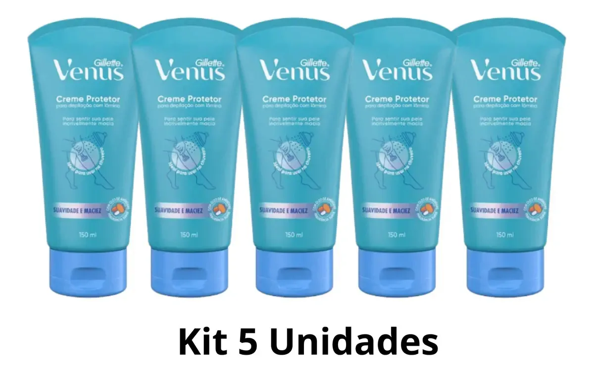 Kit 5 Gillette Venus Creme Depilação Óleo De Amêndoas 150ml