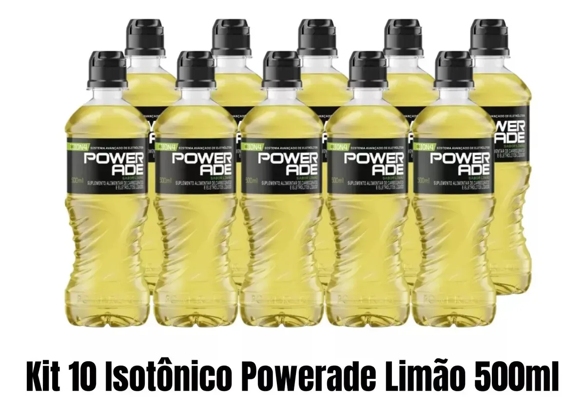 Kit 10 Isotônico Powerade Limão Garrafa 500ml