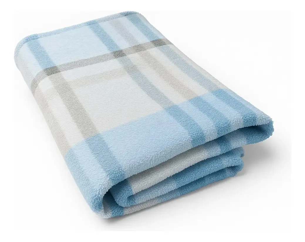 Cobertor Manta Soft Casal Estampada Xadrez 2,00 X 1,80mt Cor Xadrez Azul C/ Bege