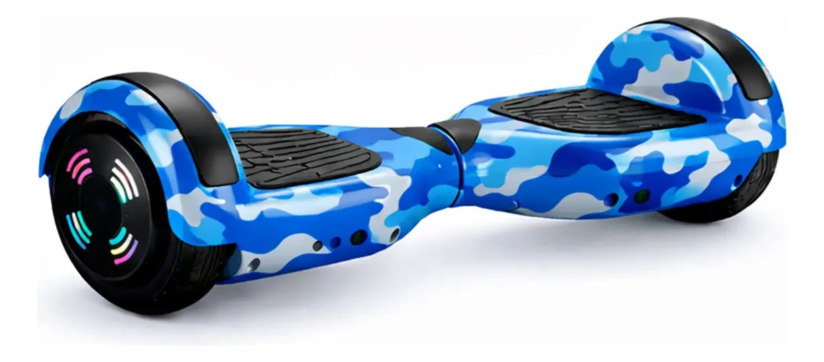 Hoverboard Elétrico 6.5 ELSCOMERCIAL Azul Camuflado Bluetooth LED