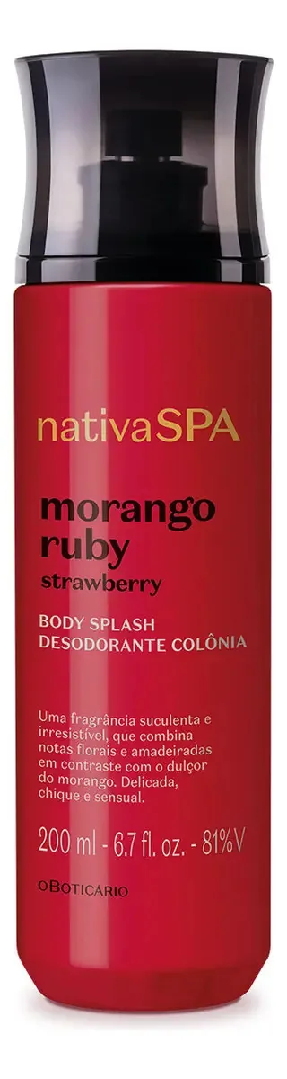 Boticário Body Splash Deo Colônia Nativa Spa Morango Ruby 200ml