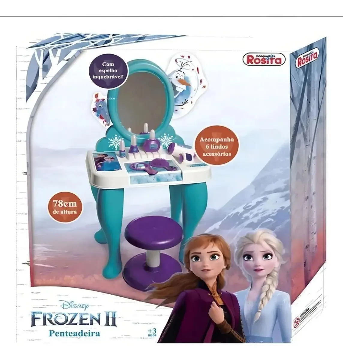 Brinquedo Infantil Para Meninas Penteadeira Frozen 2