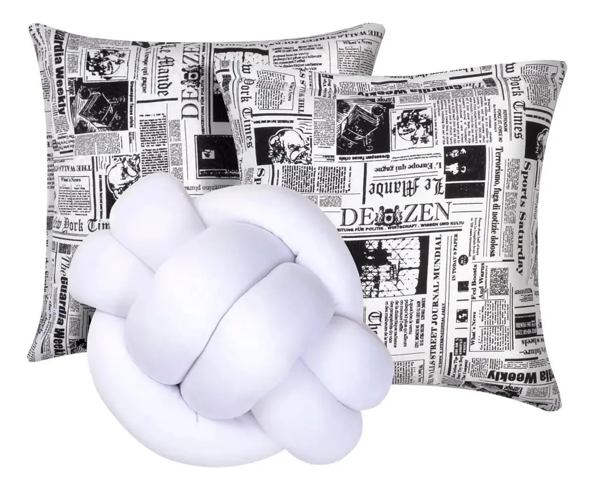2 Almofadas Decorativas Sala Sofá + Almofada Nó Branco