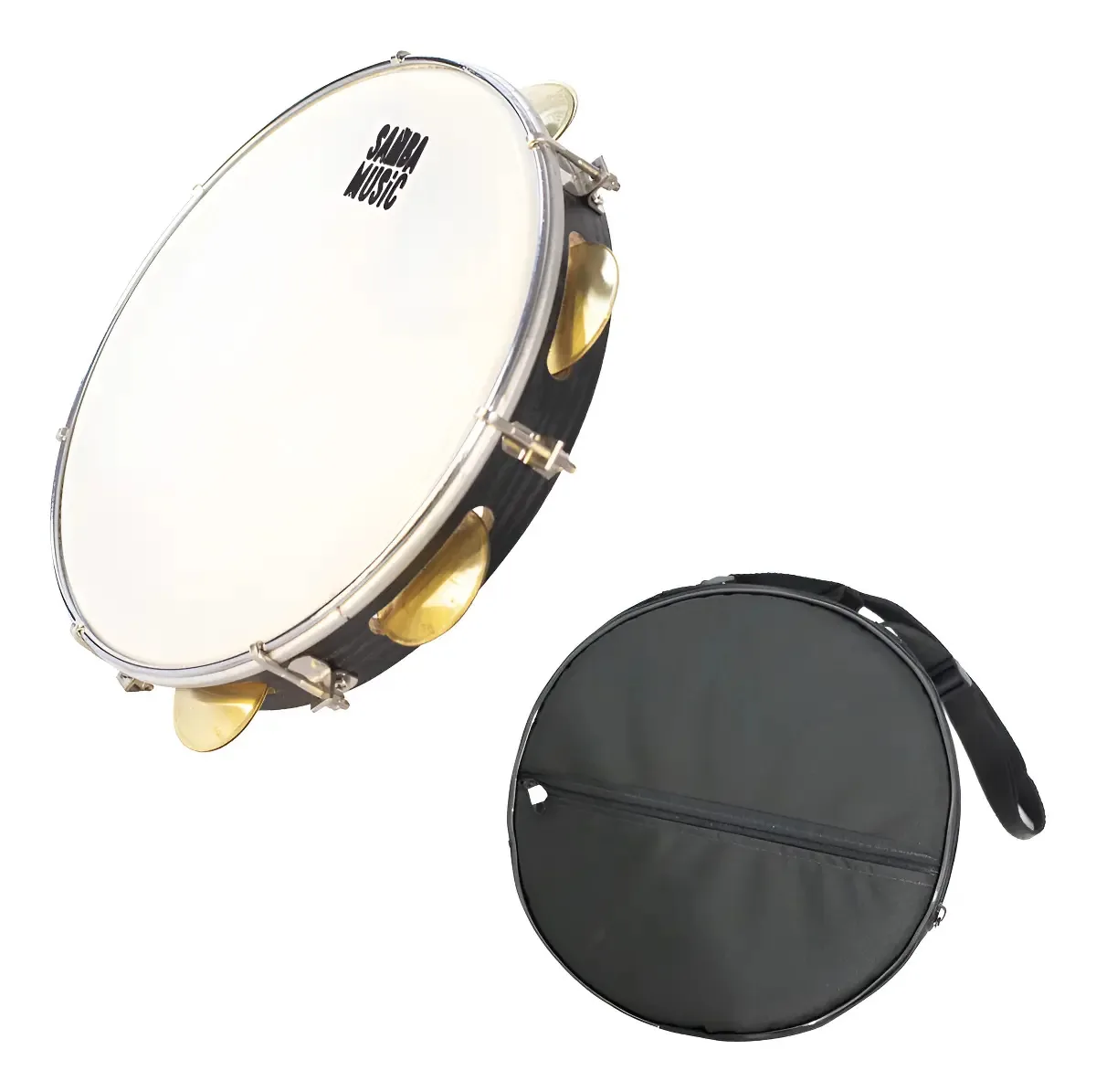 Pandeiro 12 Madeira Preto Phx Com Capa